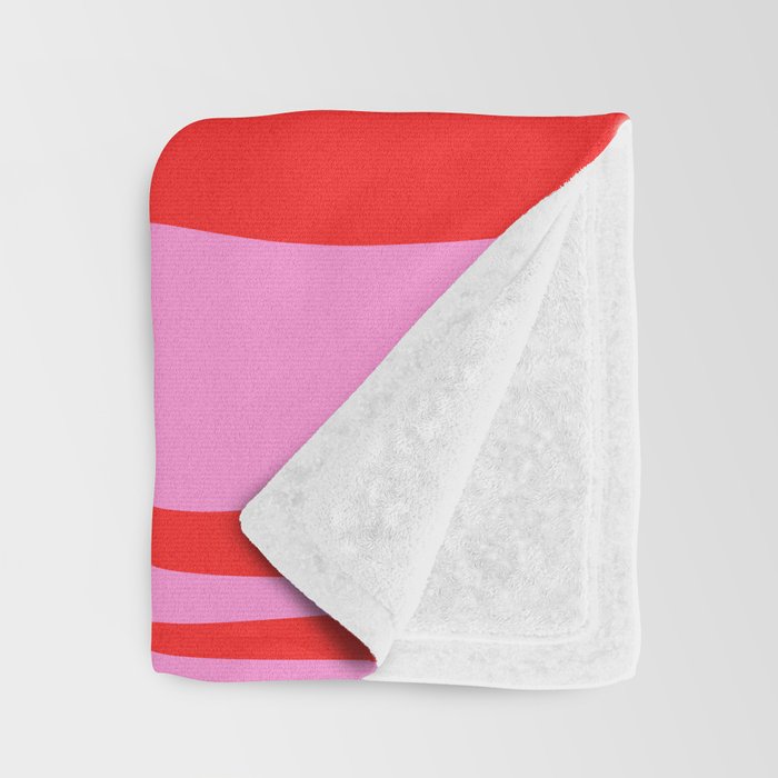 Mid Century Modern Retro Lounge Ogee Pattern Preppy Pink and Red Throw Blanket Gallery Image 3