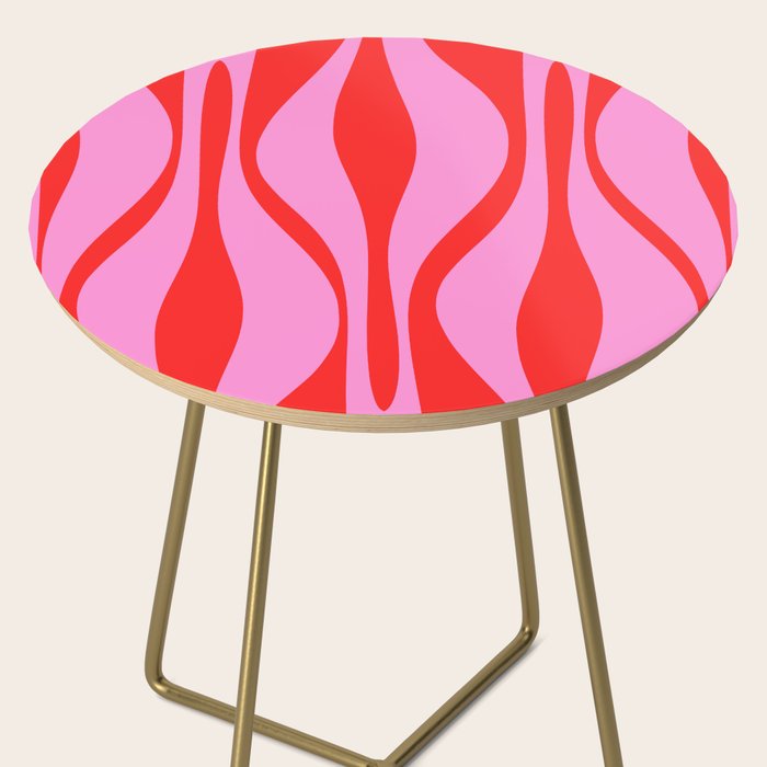 Mid Century Modern Retro Lounge Ogee Pattern Preppy Pink and Red Side Table Gallery Image 2