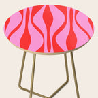 Mid Century Modern Retro Lounge Ogee Pattern Preppy Pink and Red Side Table Gallery Image 2
