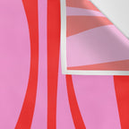 Mid Century Modern Retro Lounge Ogee Pattern Preppy Pink and Red Wall Tapestry Gallery Image 3