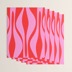 Mid Century Modern Retro Lounge Ogee Pattern Preppy Pink and Red Wrapping Paper Gallery Image 3