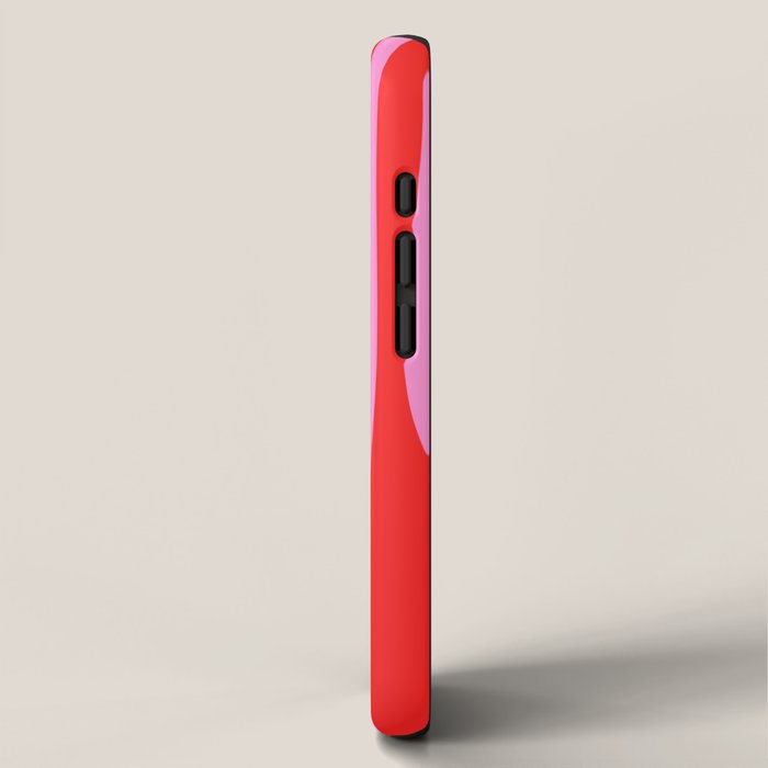 Mid Century Modern Retro Lounge Ogee Pattern Preppy Pink and Red iPhone Case Gallery Image 2