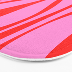 Mid Century Modern Retro Lounge Ogee Pattern Preppy Pink and Red Bath Mat Gallery Image 3