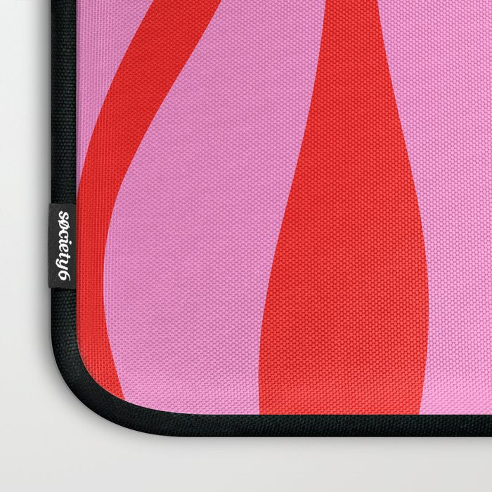 Mid Century Modern Retro Lounge Ogee Pattern Preppy Pink and Red Laptop Sleeve Gallery Image 3