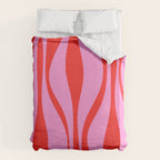Mid Century Modern Retro Lounge Ogee Pattern Preppy Pink and Red Duvet Cover Gallery Image 6
