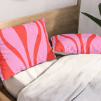 Mid Century Modern Retro Lounge Ogee Pattern Preppy Pink and Red Pillow Sham Gallery Image 2