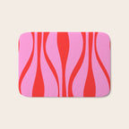 Mid Century Modern Retro Lounge Ogee Pattern Preppy Pink and Red Bath Mat Gallery Image 1