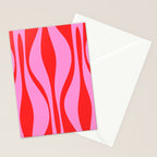Mid Century Modern Retro Lounge Ogee Pattern Preppy Pink and Red Stationery Card Gallery Image 2