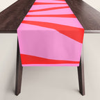 Mid Century Modern Retro Lounge Ogee Pattern Preppy Pink and Red Table Runner Gallery Image 1