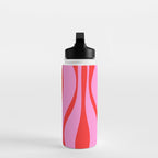 Mid Century Modern Retro Lounge Ogee Pattern Preppy Pink and Red Water Bottle Gallery Image 3