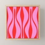 Mid Century Modern Retro Lounge Ogee Pattern Preppy Pink and Red Mini Art Print Gallery Image 1