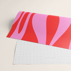 Mid Century Modern Retro Lounge Ogee Pattern Preppy Pink and Red Wrapping Paper Gallery Image 2
