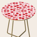 Red Cherries & Blush Pink Gingham Side Table Gallery Image 2