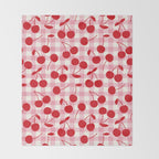 Red Cherries & Blush Pink Gingham Throw Blanket Gallery Image 2