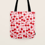 Red Cherries & Blush Pink Gingham Tote Bag Gallery Image 1