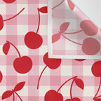 Red Cherries & Blush Pink Gingham Wall Tapestry Gallery Image 3