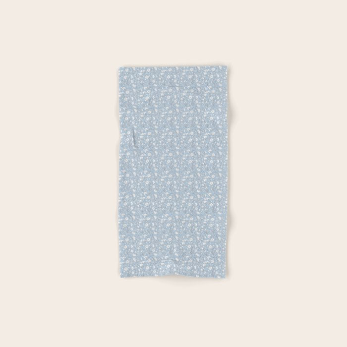 Vintage Small Block Print Floral - Sky Bath Towel Gallery Image 1