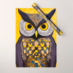 Klimt Owl with Yellow Eyes Wrapping Paper Gallery Image 1