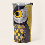 Klimt Owl with Yellow Eyes Travel Mug Gallery Image 2