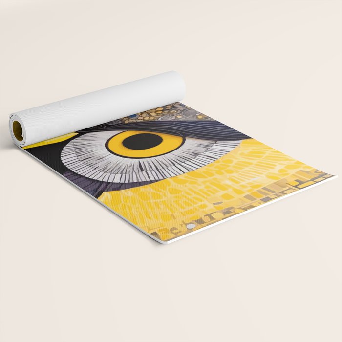 Klimt Owl with Yellow Eyes Yoga Mat Gallery Image 2