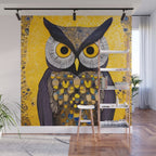 Klimt Owl with Yellow Eyes Wall Mural Gallery Image 1