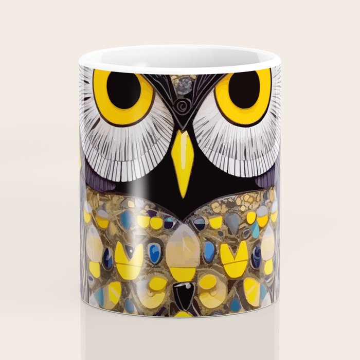 Klimt Owl with Yellow Eyes Coffee Mug Gallery Image 4