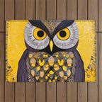 Klimt Owl with Yellow Eyes Outdoor Rug Gallery Image 1
