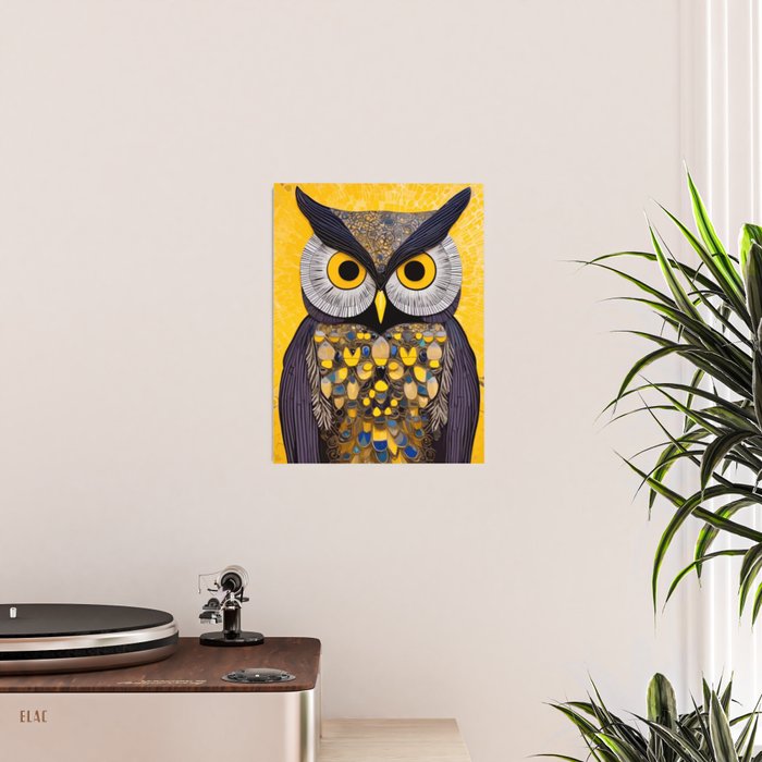 Klimt Owl with Yellow Eyes Poster Gallery Image 2