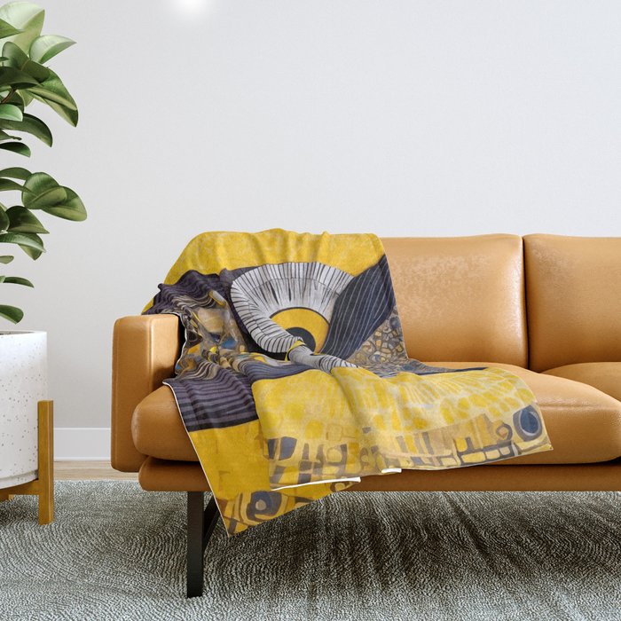 Klimt Owl with Yellow Eyes Throw Blanket Gallery Image 1