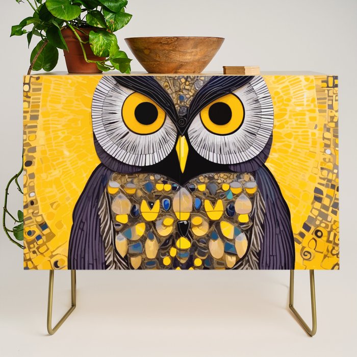 Klimt Owl with Yellow Eyes Credenza Gallery Image 1