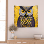 Klimt Owl with Yellow Eyes Wall Tapestry Gallery Image 2