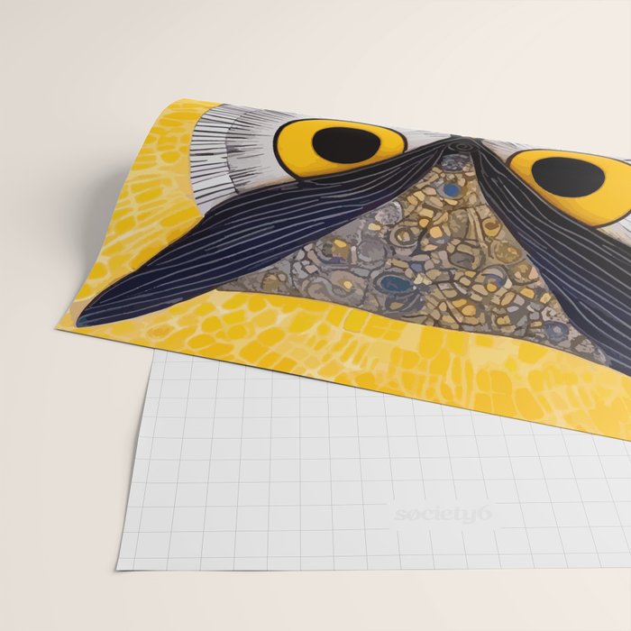 Klimt Owl with Yellow Eyes Wrapping Paper Gallery Image 2