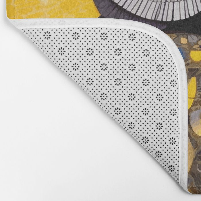 Klimt Owl with Yellow Eyes Bath Mat Gallery Image 2