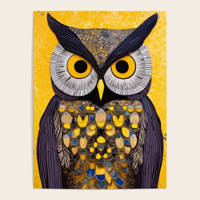 Klimt Owl with Yellow Eyes Poster Gallery Image 4