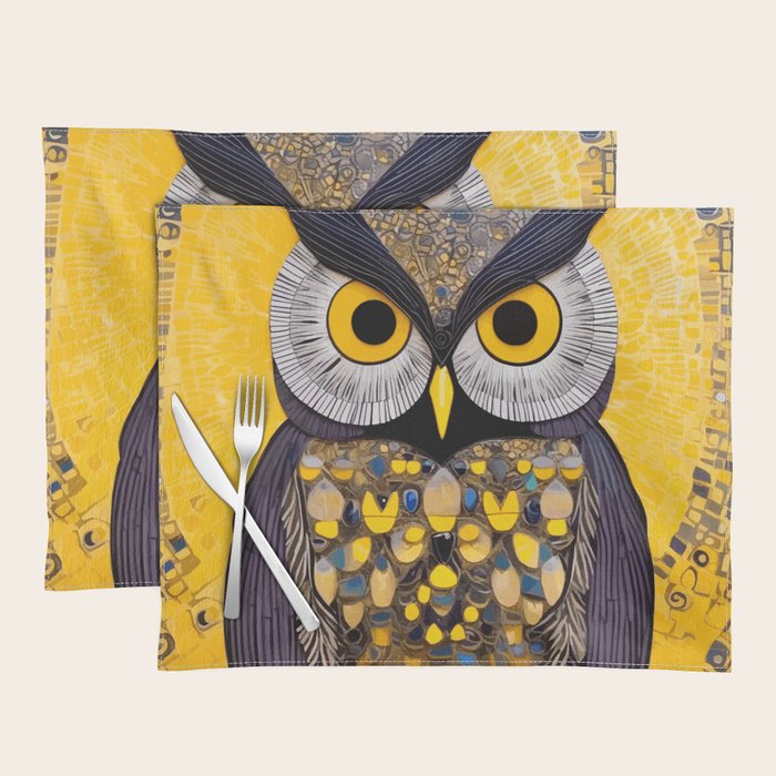 Klimt Owl with Yellow Eyes Placemat Gallery Image 1