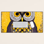 Klimt Owl with Yellow Eyes Desk Mat Gallery Image 1