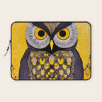 Klimt Owl with Yellow Eyes Laptop Sleeve Gallery Image 1