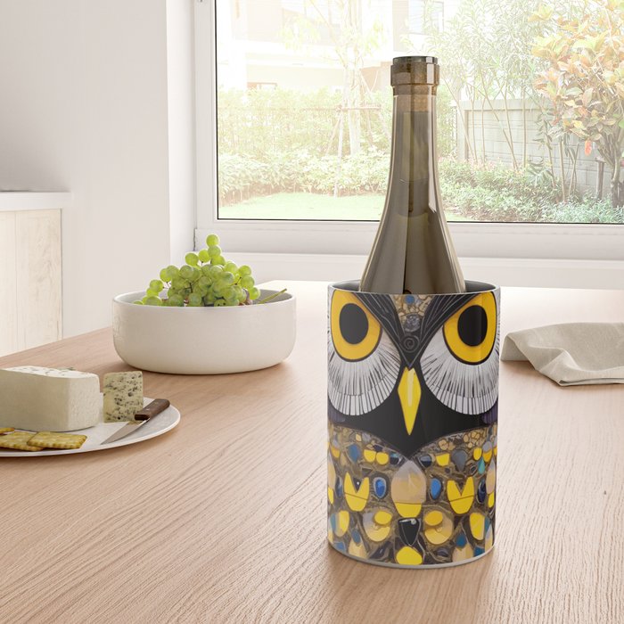Klimt Owl with Yellow Eyes Wine Chiller Gallery Image 4