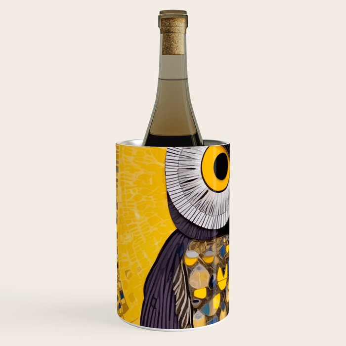 Klimt Owl with Yellow Eyes Wine Chiller Gallery Image 2