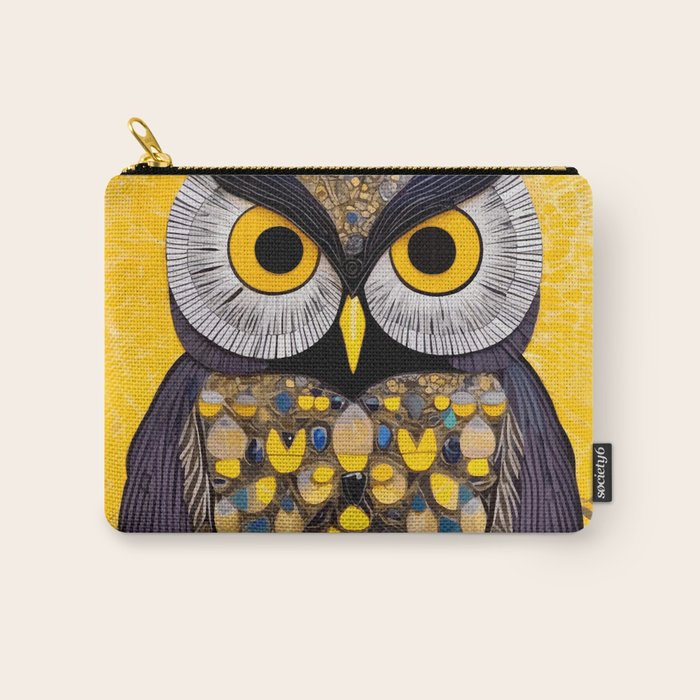 Klimt Owl with Yellow Eyes Carry All Pouch Gallery Image 1