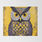 Klimt Owl with Yellow Eyes Throw Blanket Gallery Image 2