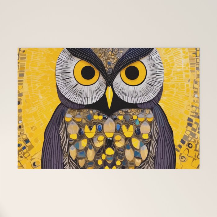 Klimt Owl with Yellow Eyes Welcome Mat Gallery Image 1