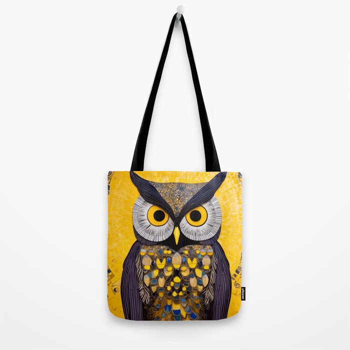 Klimt Owl with Yellow Eyes Tote Bag Gallery Image 2
