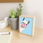 Bubble Gum Sneaky Llama in Blue Mini Art Print Gallery Image 2