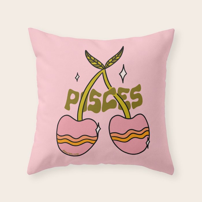Pisces Cherries Throw Pillow Gallery Image 1