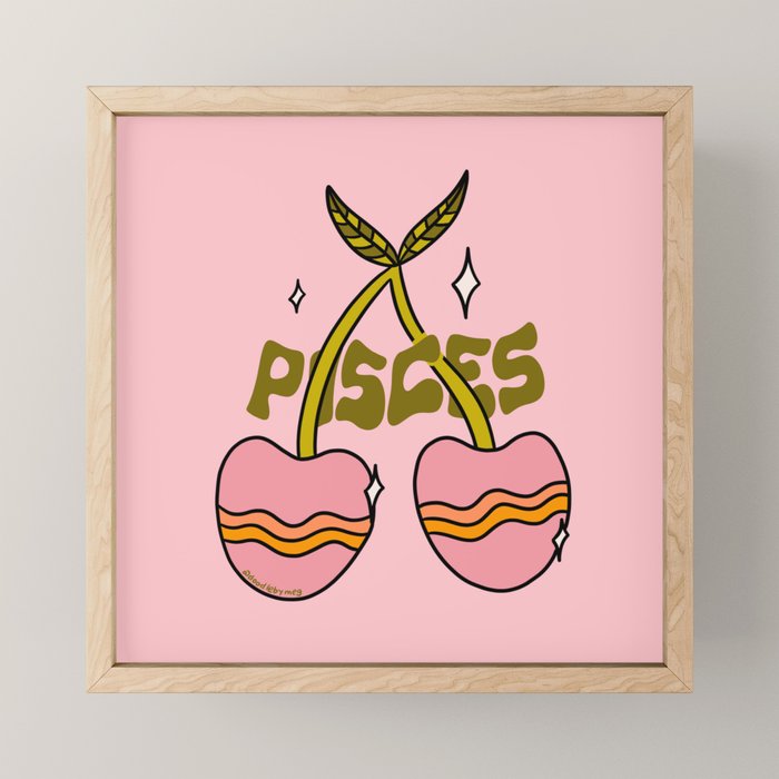 Pisces Cherries Mini Art Print Gallery Image 1