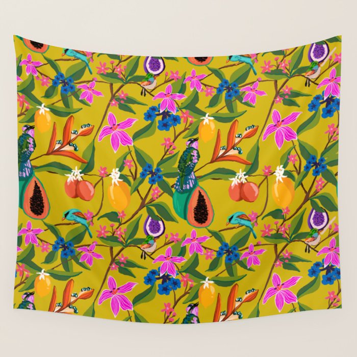 Exotic jungles pattern  Wall Tapestry Gallery Image 1