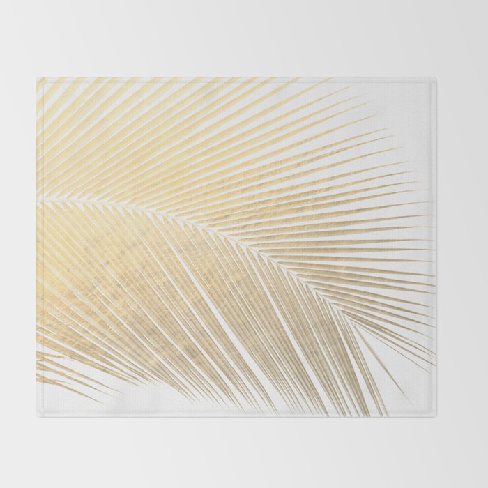 Palm leaf - gold Throw Blanket Gallery Image 2