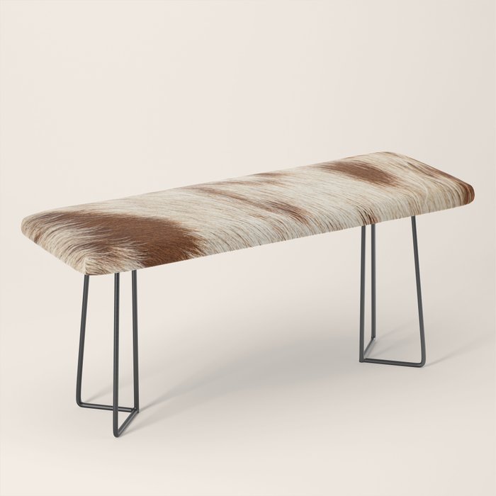 Cowhide Farmhouse Decor Bench Gallery Image 1