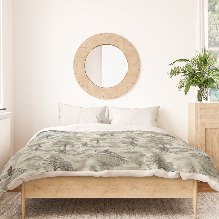 Not-So-Traditional English Fox Hunt with Dinosaurs Duvet Cover Gallery Image 3